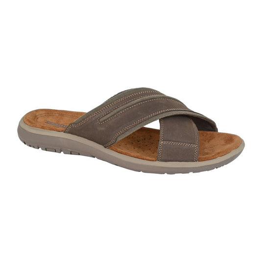 Mens Roamers Nubuck Sliders Crossover Mule Sandals Brown