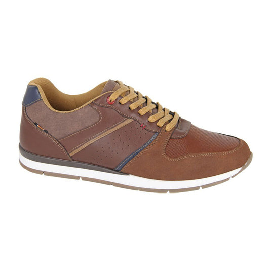 Mens R21 Lace Up Casual Leisure Trainers Brown