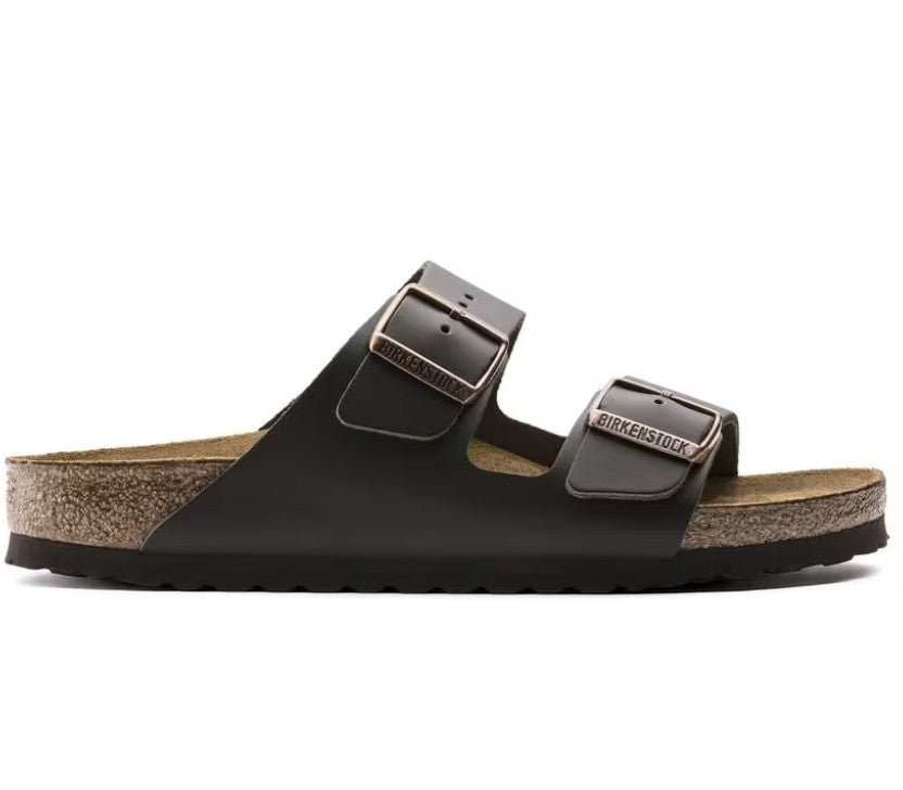 Birkenstock Arizona Two-Strap Natural Leather Sandals Narrow Width Brown