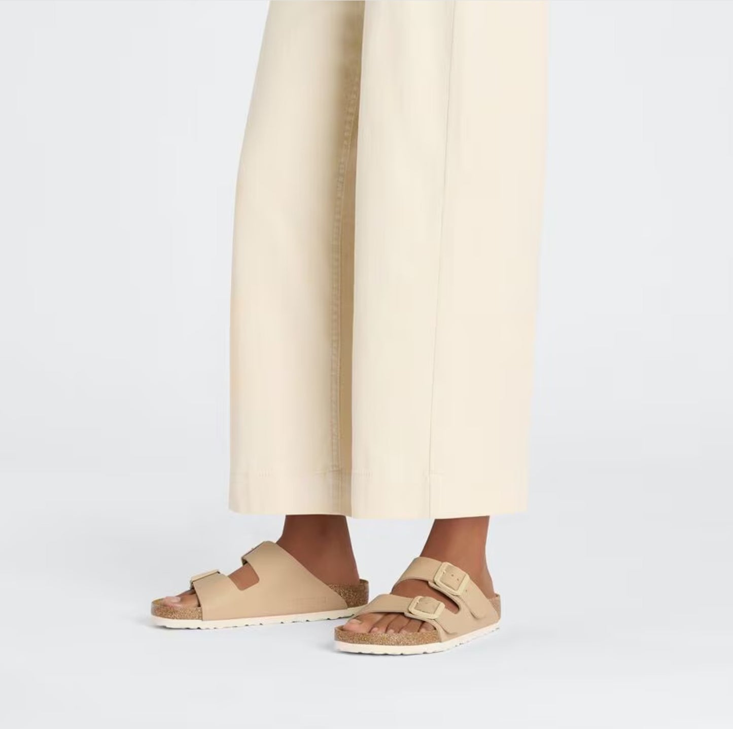 Birkenstock Arizona Two-Strap Birko-Flor Sandals New Beige Narrow Fit