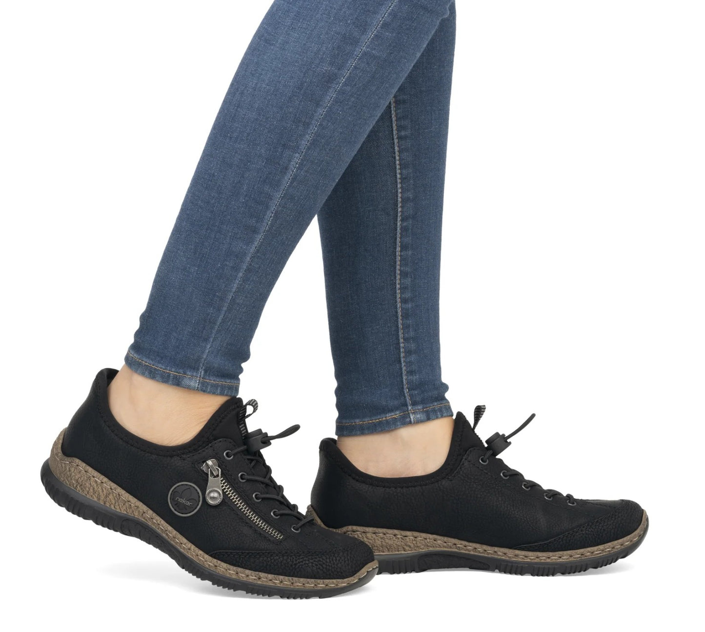 Womens Rieker Elasticated Slip On Shoes Black