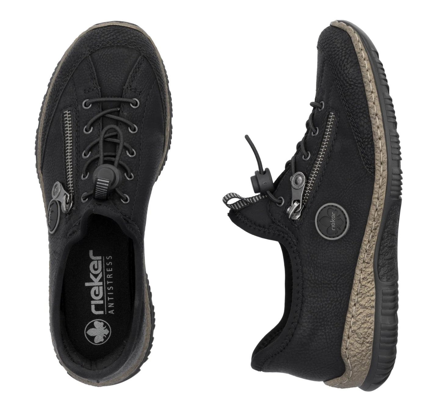 Womens Rieker Elasticated Slip On Shoes Black