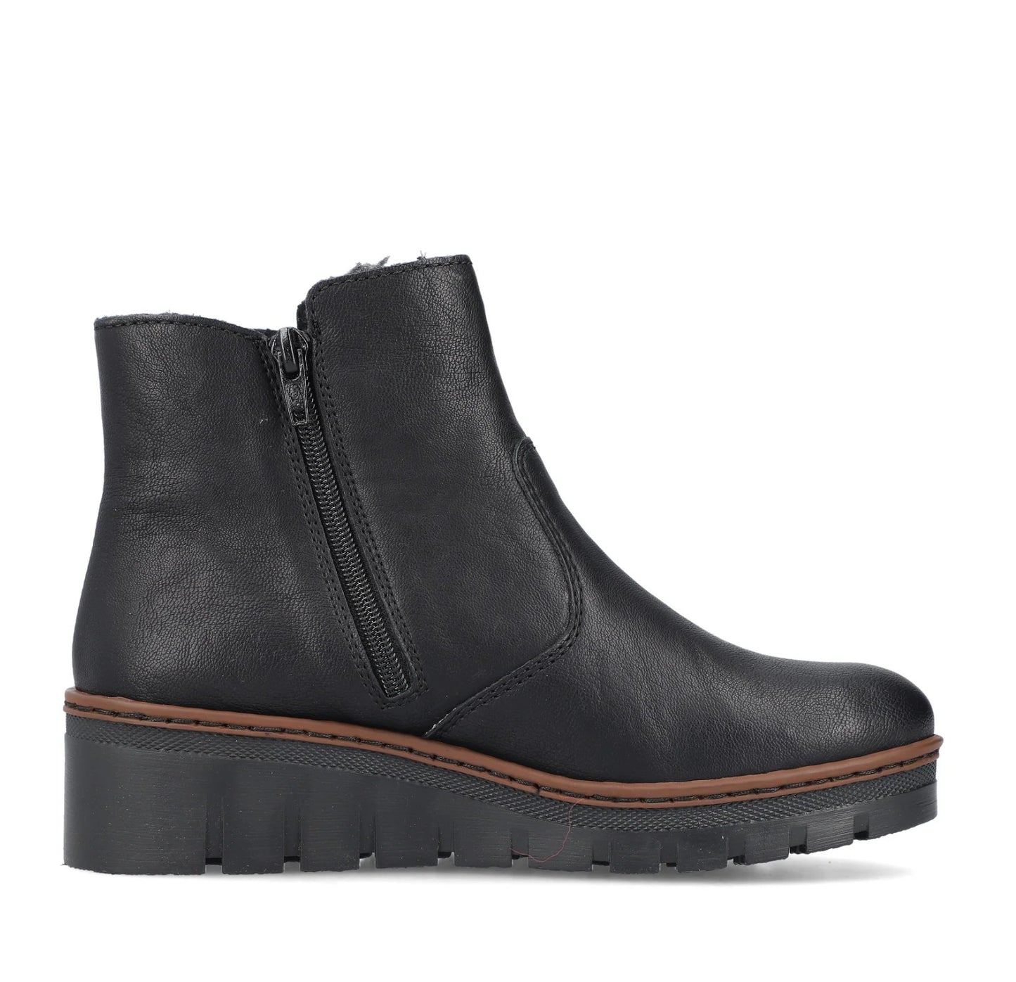 Womens Rieker Zip Wedge Boots Black