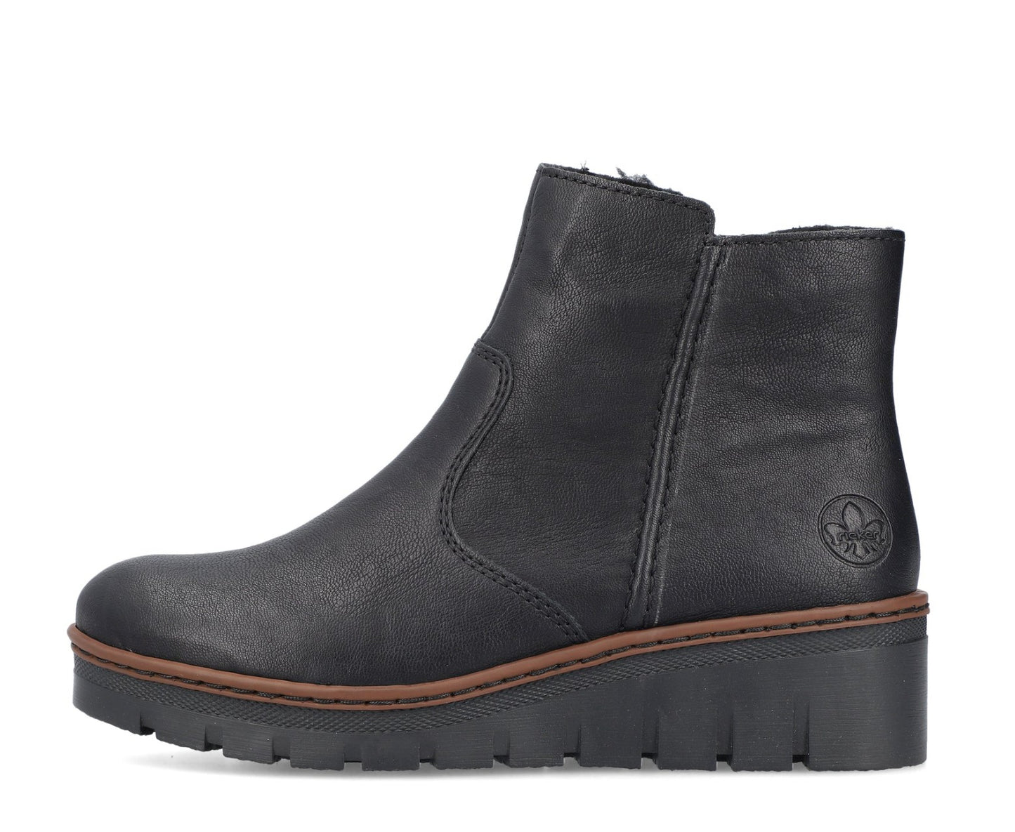 Womens Rieker Zip Wedge Boots Black