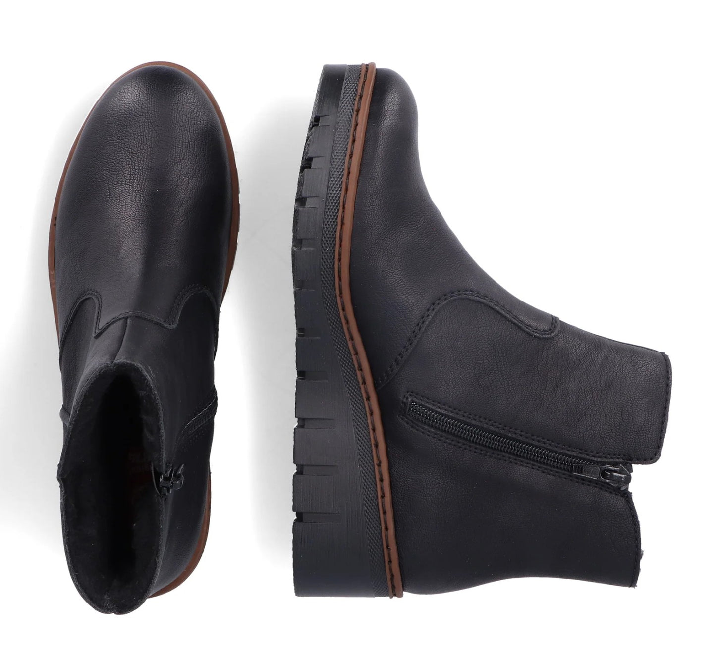 Womens Rieker Zip Wedge Boots Black