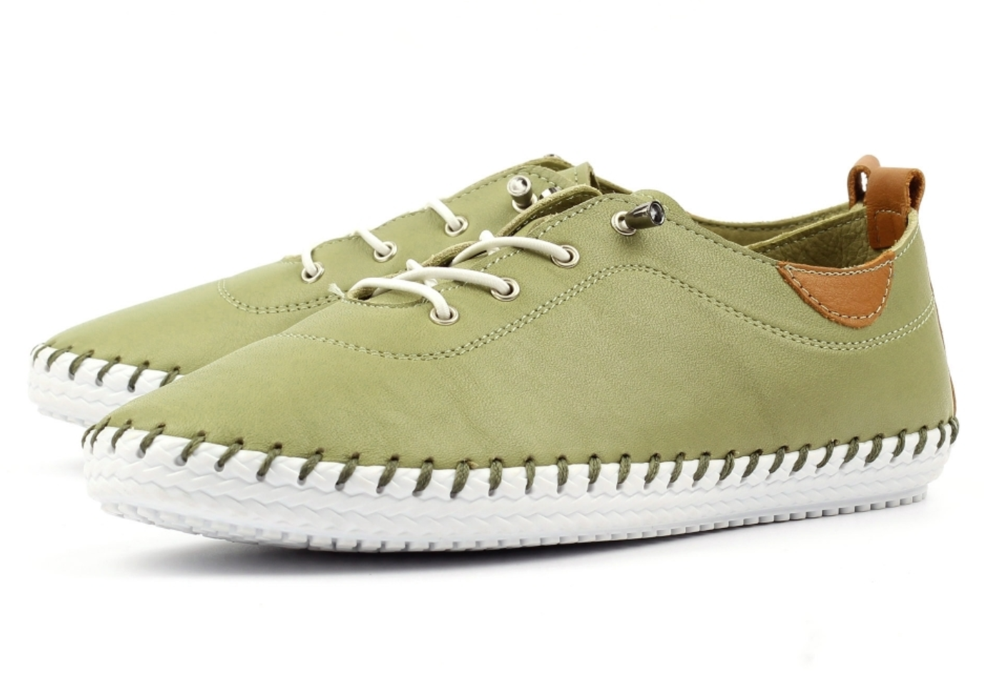 Womens Lunar St Ives Leather Casual Trainer Khaki