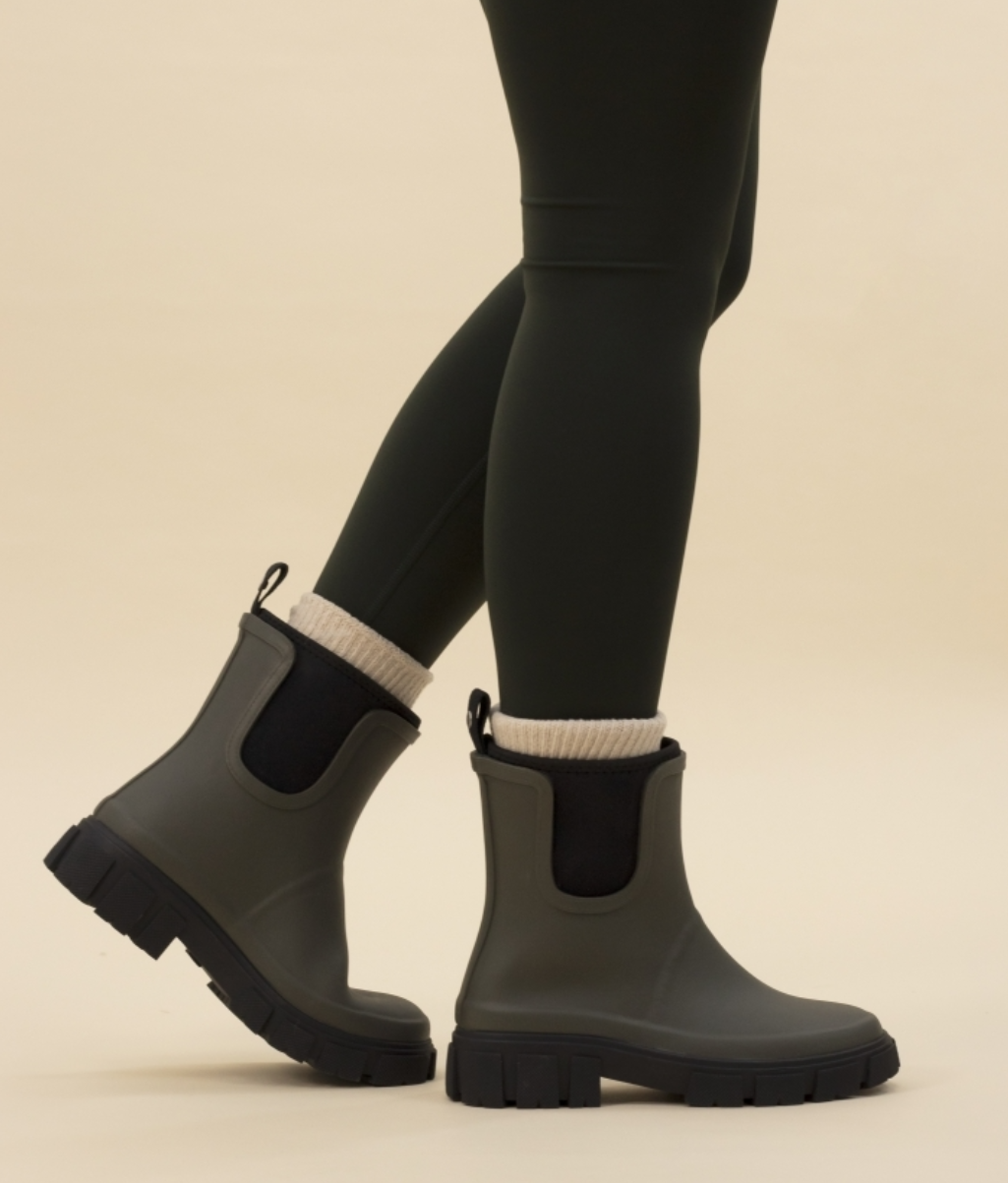 Womens Lazy Dogz Ankle Wellingtons Olive