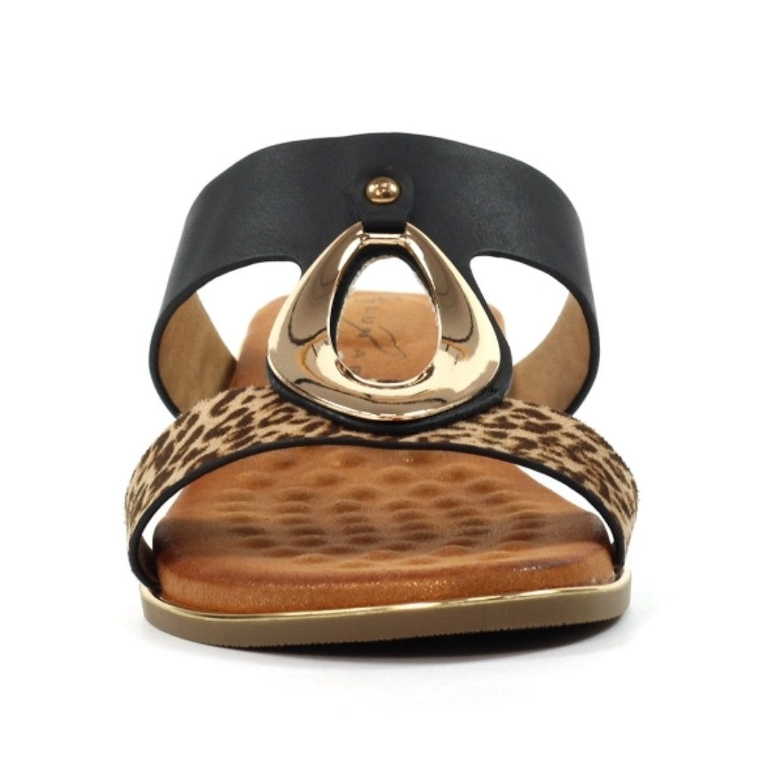Womens Lunar Leopard Detail Sandals Black