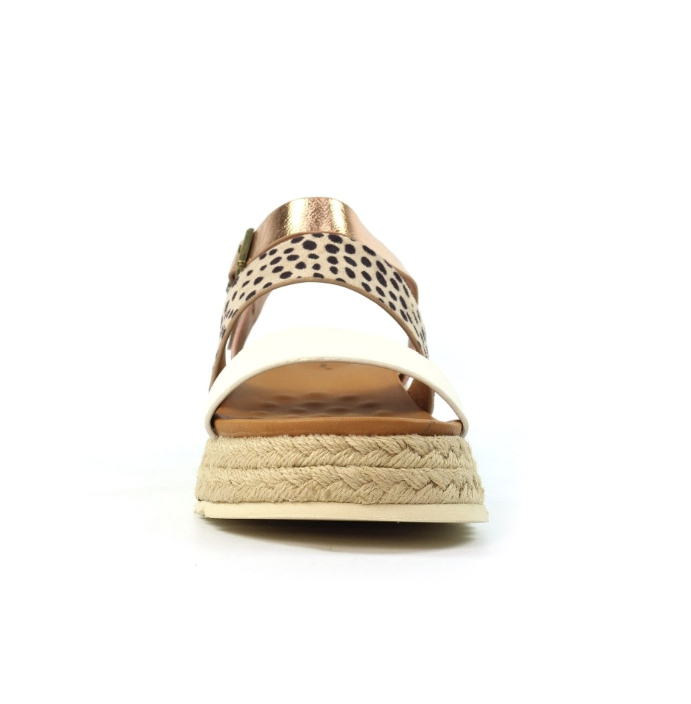 Womens Lunar Wedge Sandals White Spotted Print Strap