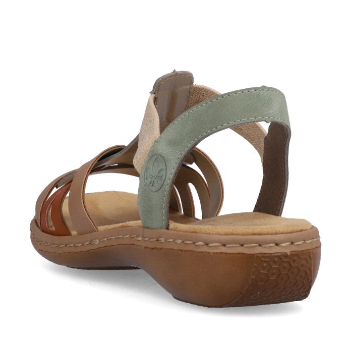 Womens Rieker Elasticated Sandals Green Combination