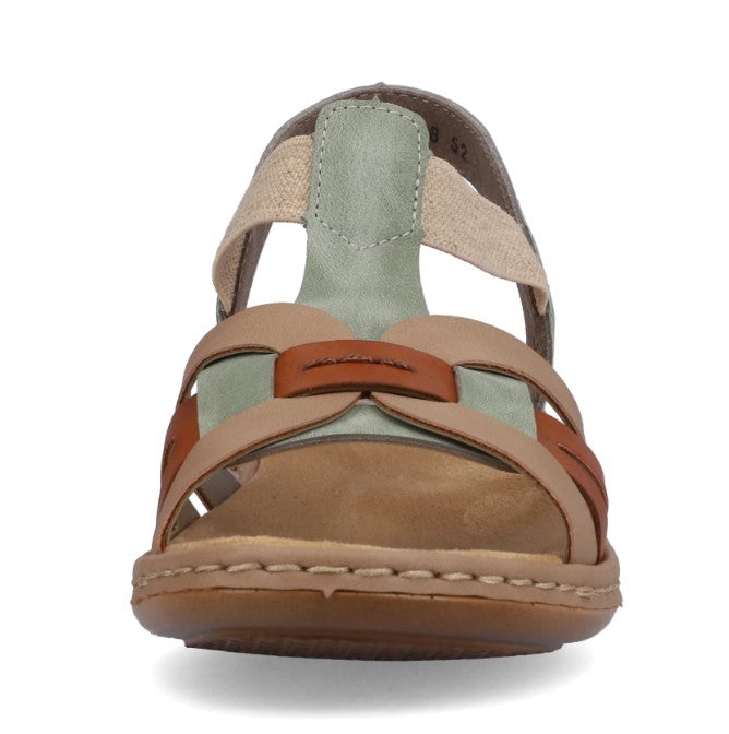 Womens Rieker Elasticated Sandals Green Combination