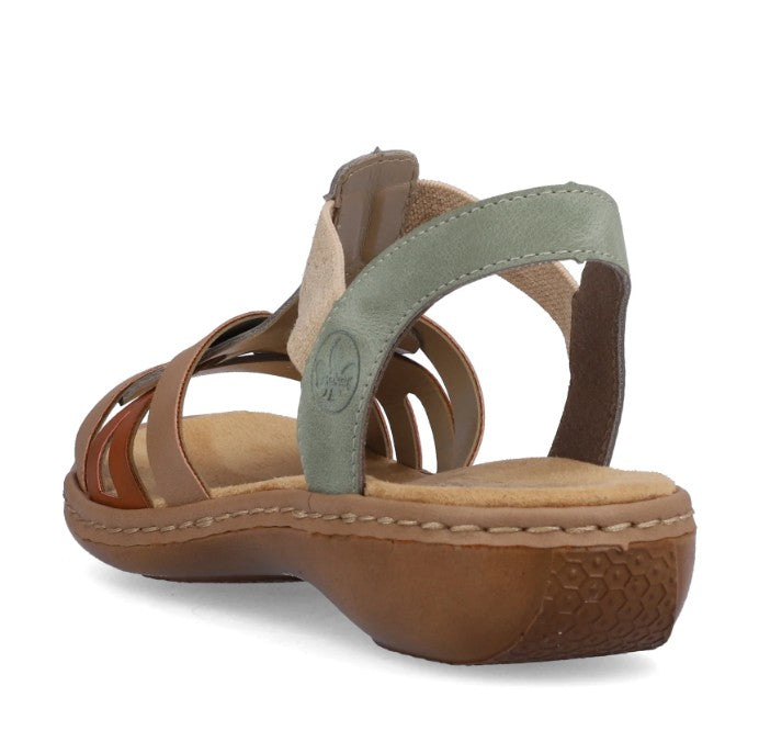 Womens Rieker Elasticated Sandals Green Combination