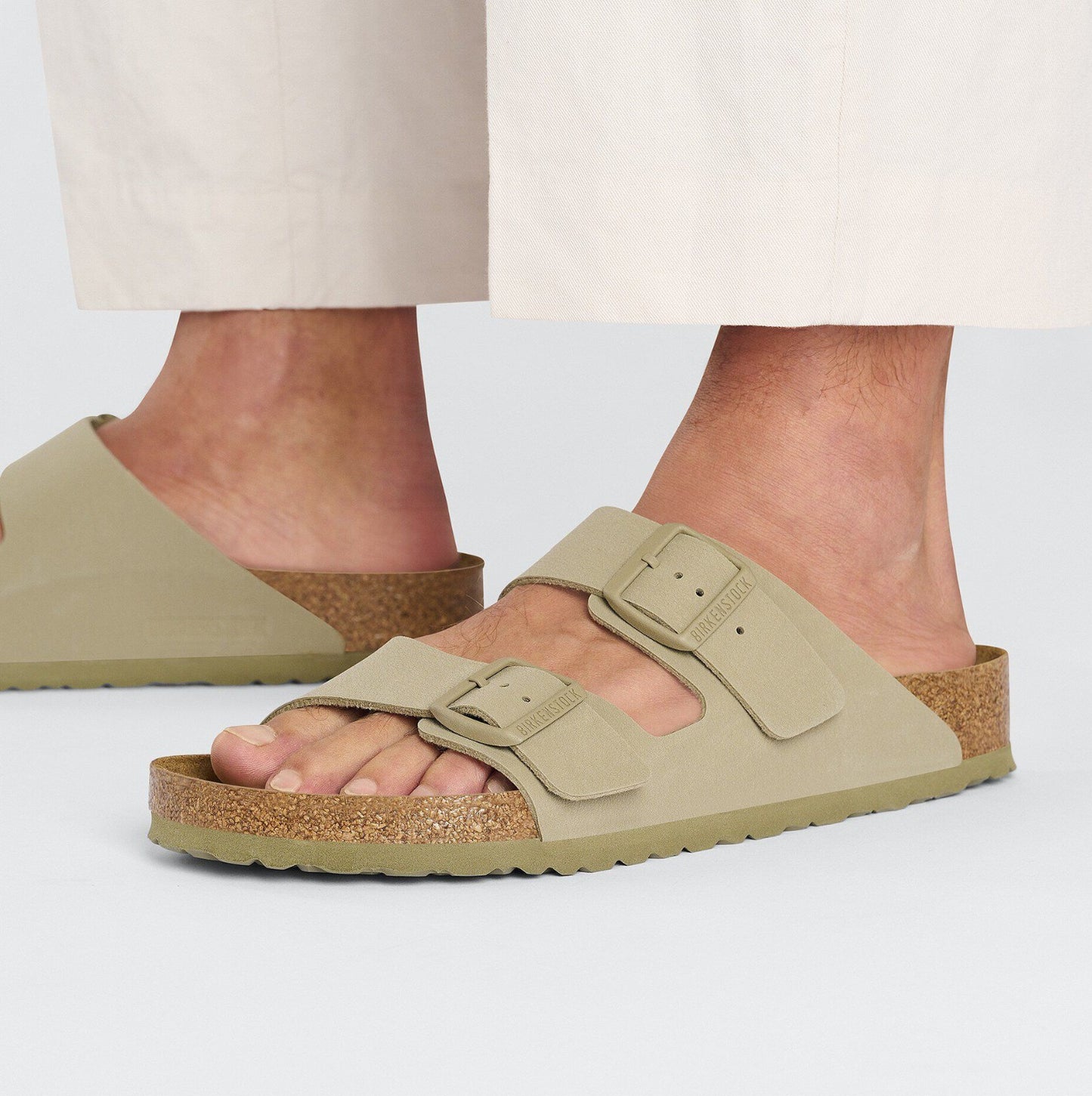 Birkenstock Arizona Birko-Flor Sandals Faded Khaki Narrow Fit