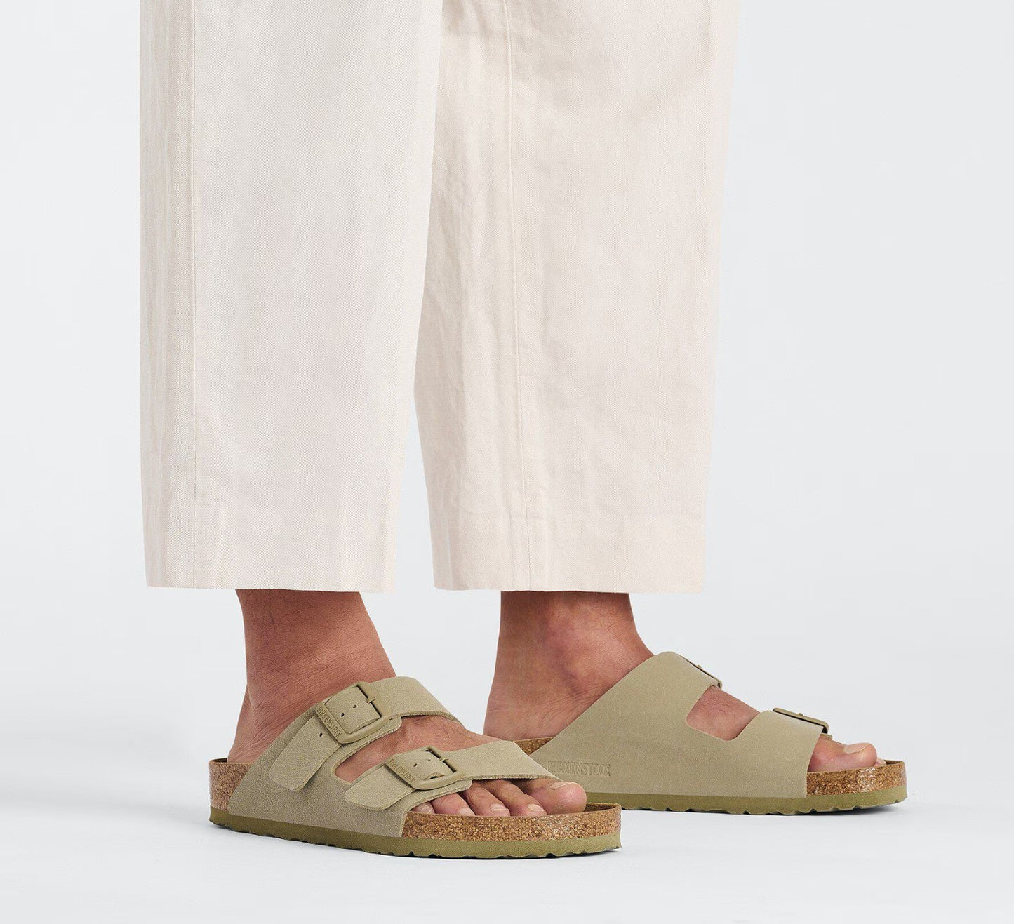 Birkenstock Arizona Birko-Flor Sandals Faded Khaki Narrow Fit