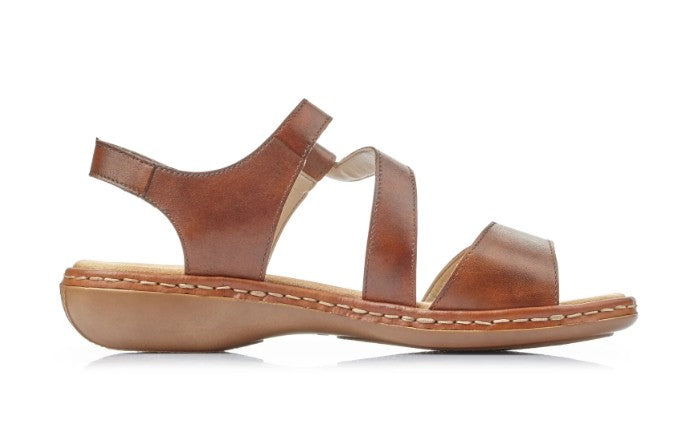 Womens Rieker Hook and Loop Sandals Brown