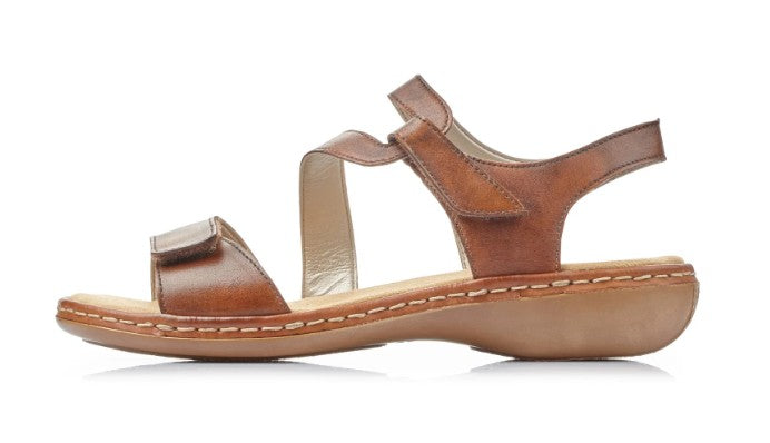 Womens Rieker Hook and Loop Sandals Brown