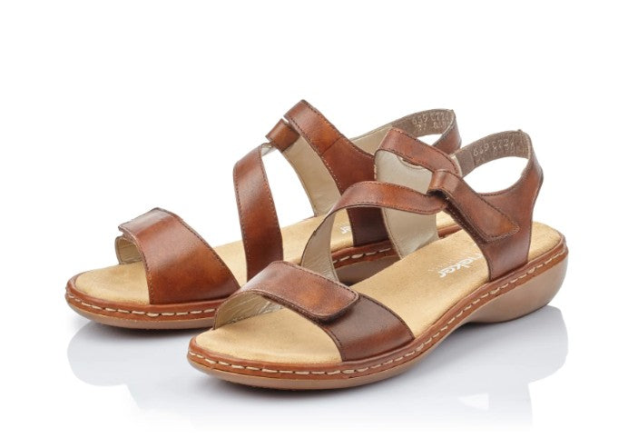 Womens Rieker Hook and Loop Sandals Brown