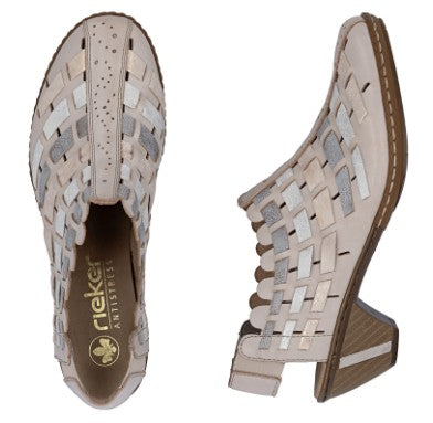 Womens Rieker Slingback Heeled Shoes Beige