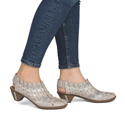 Womens Rieker Slingback Heeled Shoes Beige