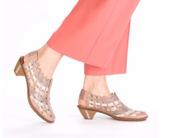 Womens Rieker Slingback Heeled Shoes Beige