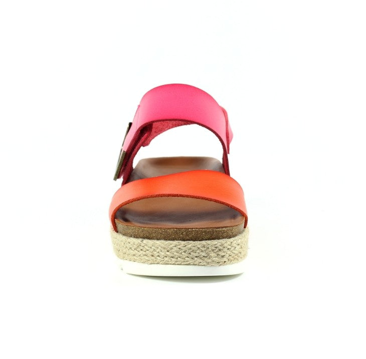 Womens Lunar Two Strap Sandals Pink and Orange