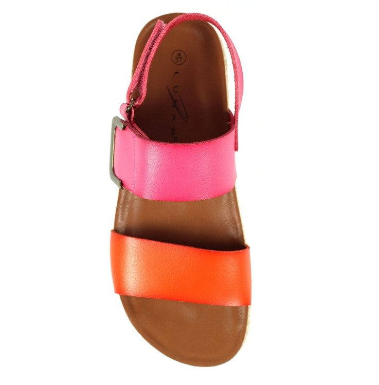 Womens Lunar Two Strap Sandals Pink and Orange