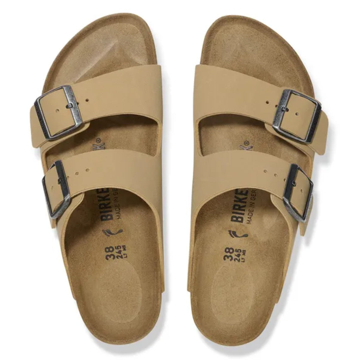 Birkenstock Arizona Birkibuc Sandals Latte Cream Narrow Fit