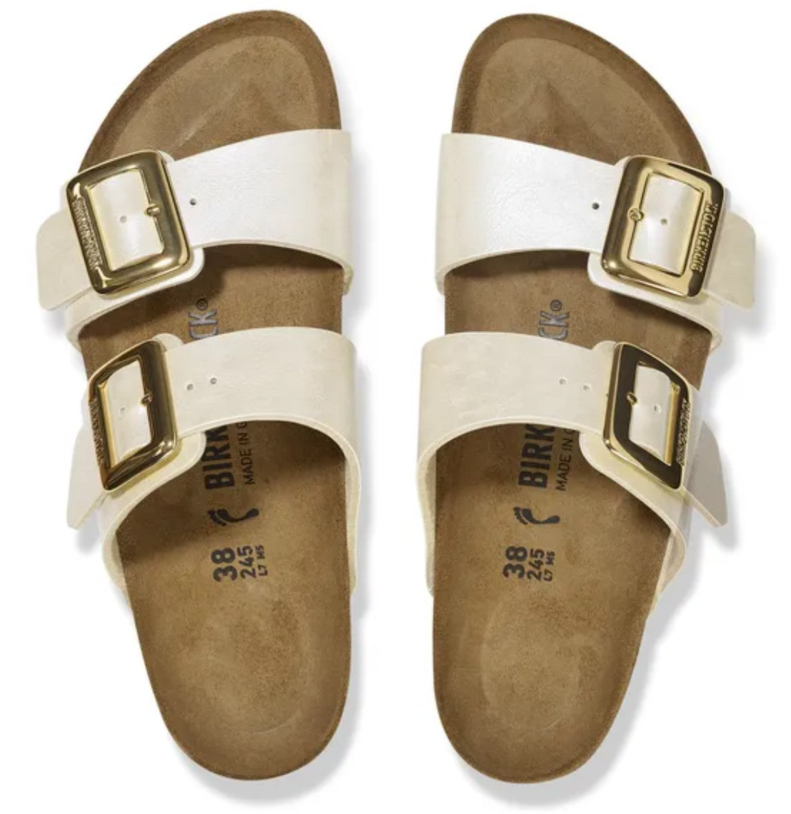 Birkenstock Sydney Cushion Buckle Sandals Graceful Pearl White Regular Fit