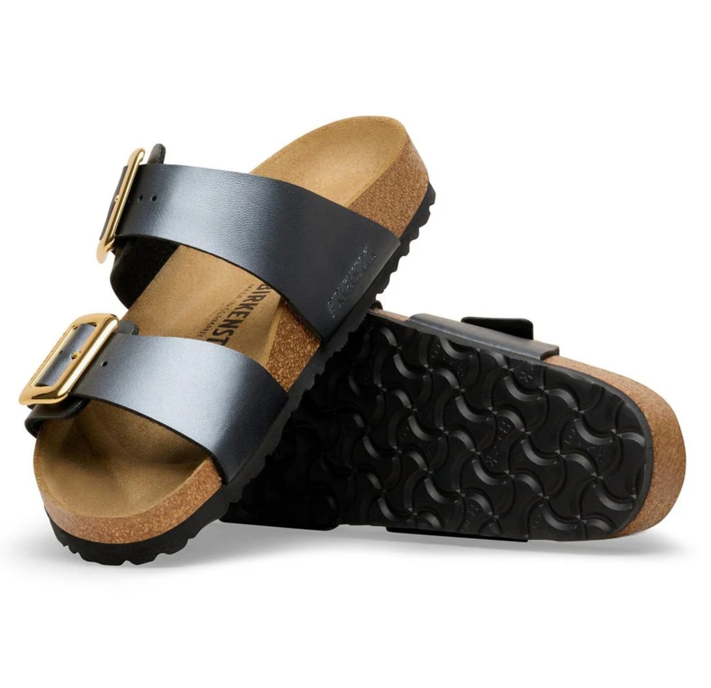 Birkenstock Sydney Cushion Buckle Sandals Metallic Black Regular Fit