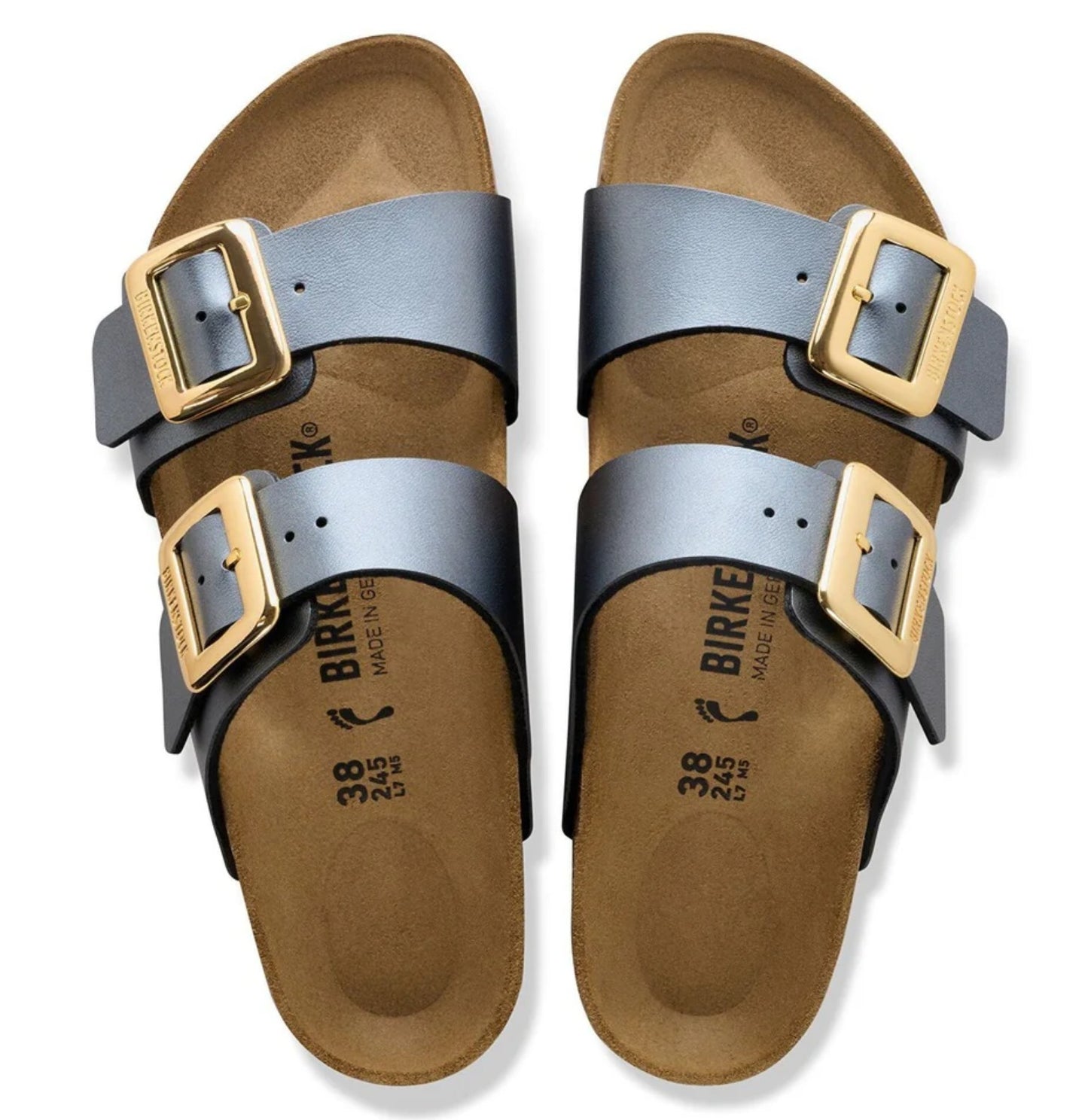 Birkenstock Sydney Cushion Buckle Sandals Metallic Black Regular Fit