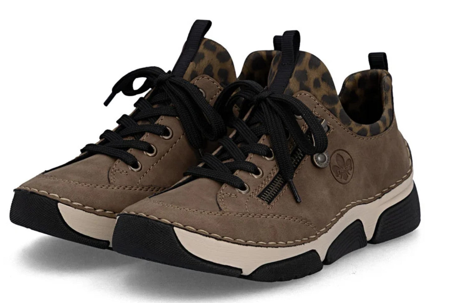 Womens Rieker Elasticated Trainer Style Shoes Brown