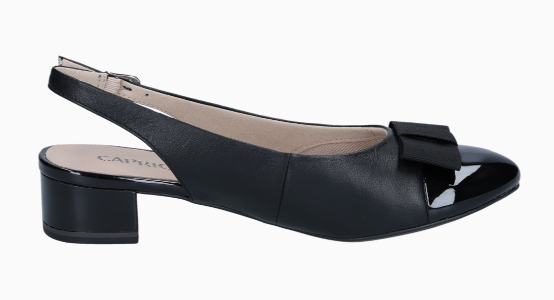 Womens Caprice Slingback Pumps Bow Black