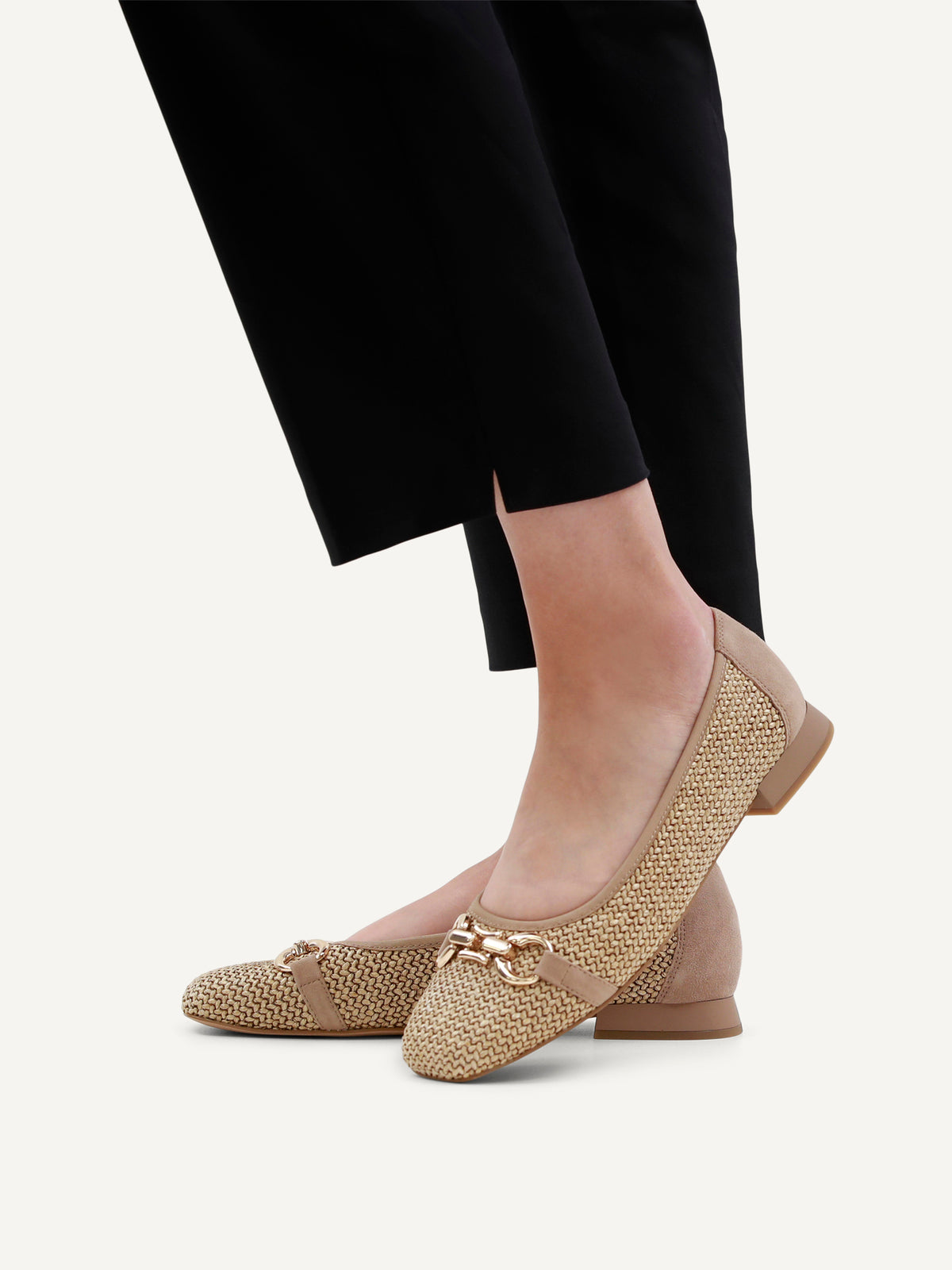 Womens Caprice Ballerina Flats Bark Comb
