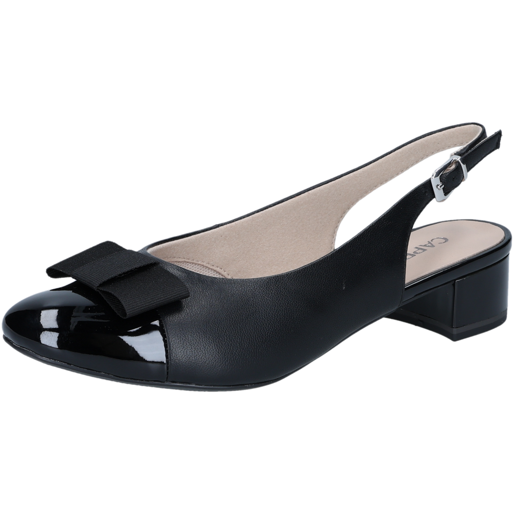Womens Caprice Leather Slingback Bow Pumps Black
