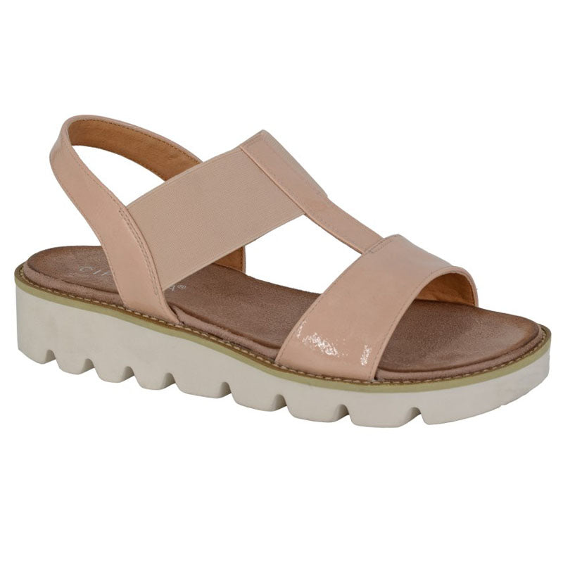 Womens Cipriata Elasticated Platform Wedge Sandals Nude