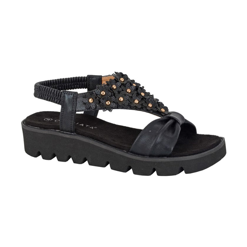 Womens Cipriata Elasticated Sling-Back Sandals Black