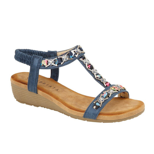 Womens Cipriata LIA Sling-back Wedge Sandals Blue