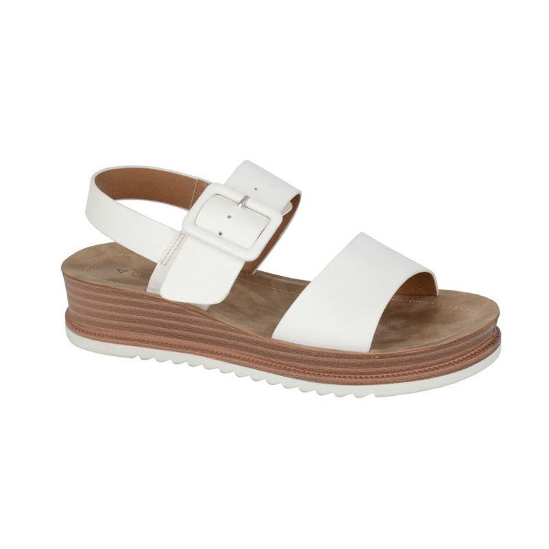 Womens Cipriata ORFA Buckle Strap Wedge Sandals White