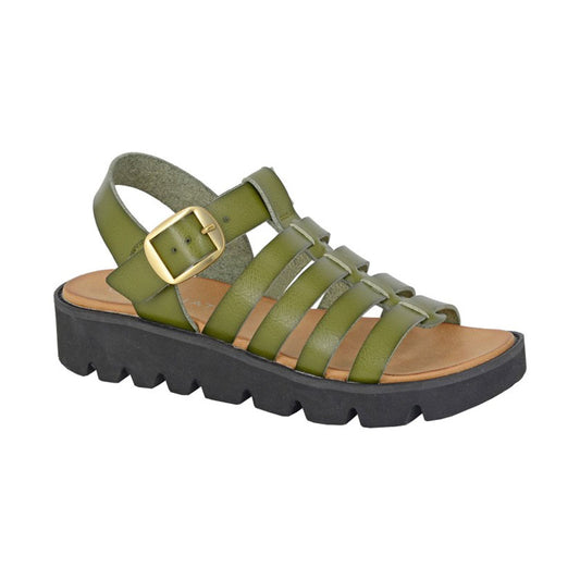 Womens Cipriata T-Bar Halter Back Wedge Platform Sandal Green