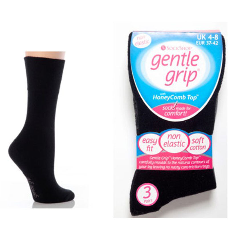 Womens Gentle Grip Honeycomb Top Black Socks brookfield comfort