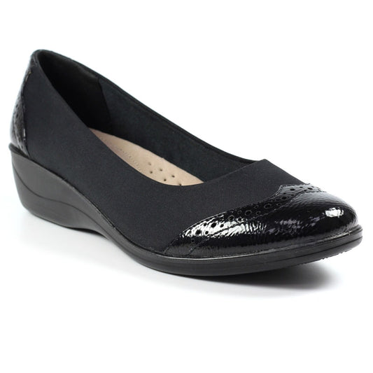 Womens Lunar Elasticated Comfort Shoes Black brookfield comfort