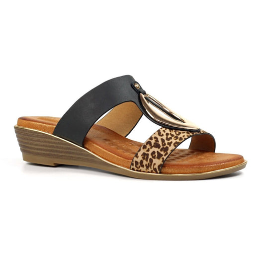Womens Lunar Leopard Detail Sandals Black
