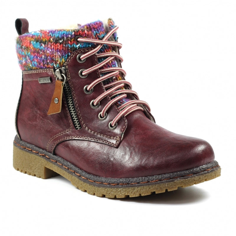 Womens Lunar Waterproof Ankle Boots Burgundy