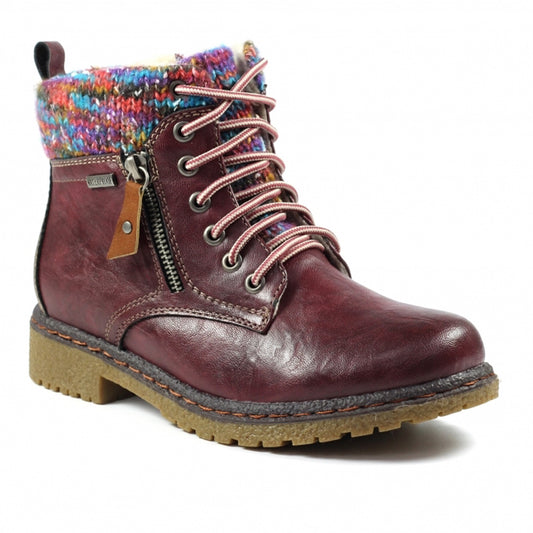 Womens Lunar Waterproof Ankle Boots Burgundy