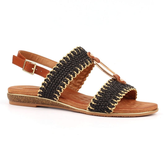 Womens Lunar Woven Strap Sandals Black