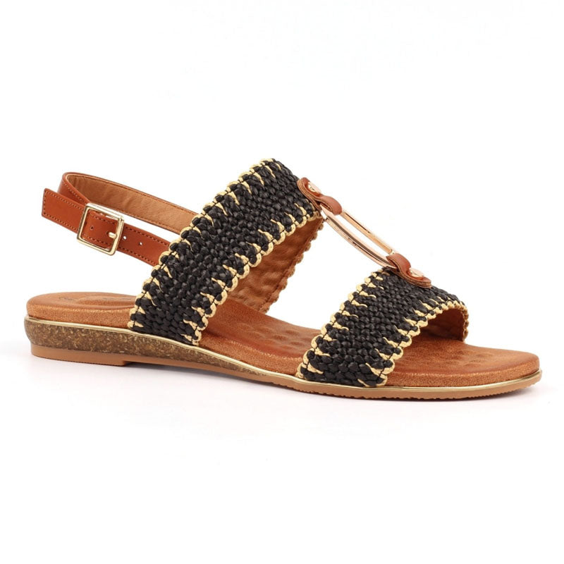 Womens Lunar Woven Strap Sandals Black