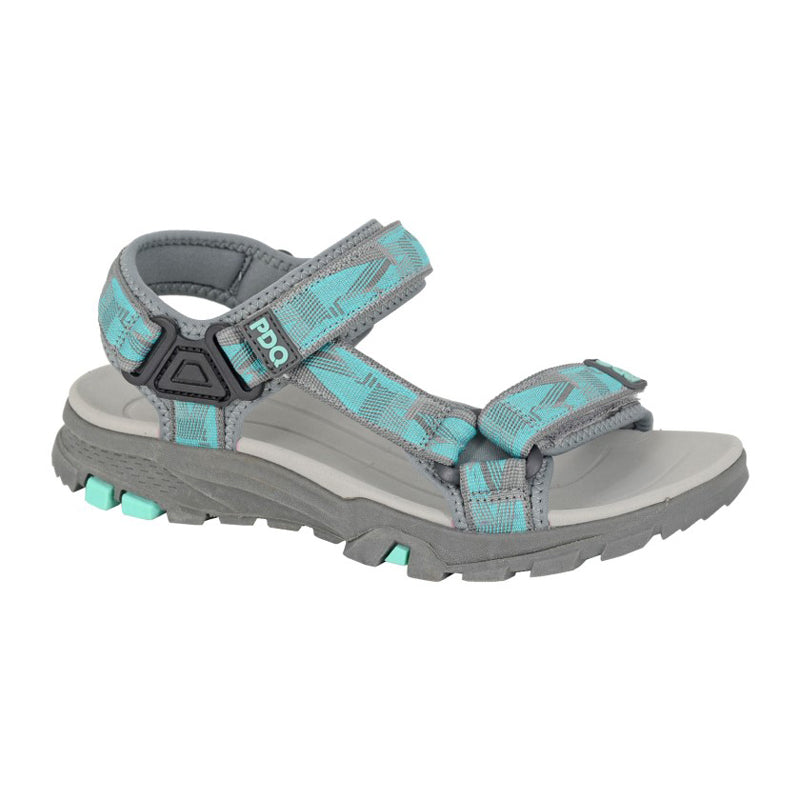 Womens PDQ Active Walking Sandals Velcro Mint and Grey