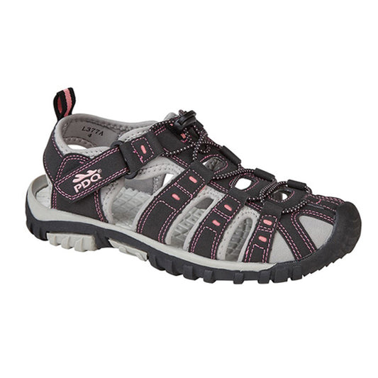 Womens PDQ Touch Fastening Active Walking Velcro Sandals Black