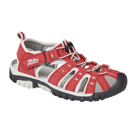 Womens PDQ Touch Fastening Active Walking Velcro Sandals Red