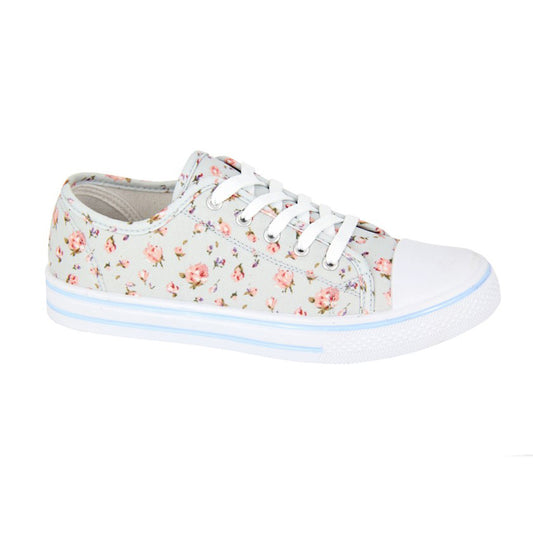 Womens Rdek Floral Canvas Trainers Grey